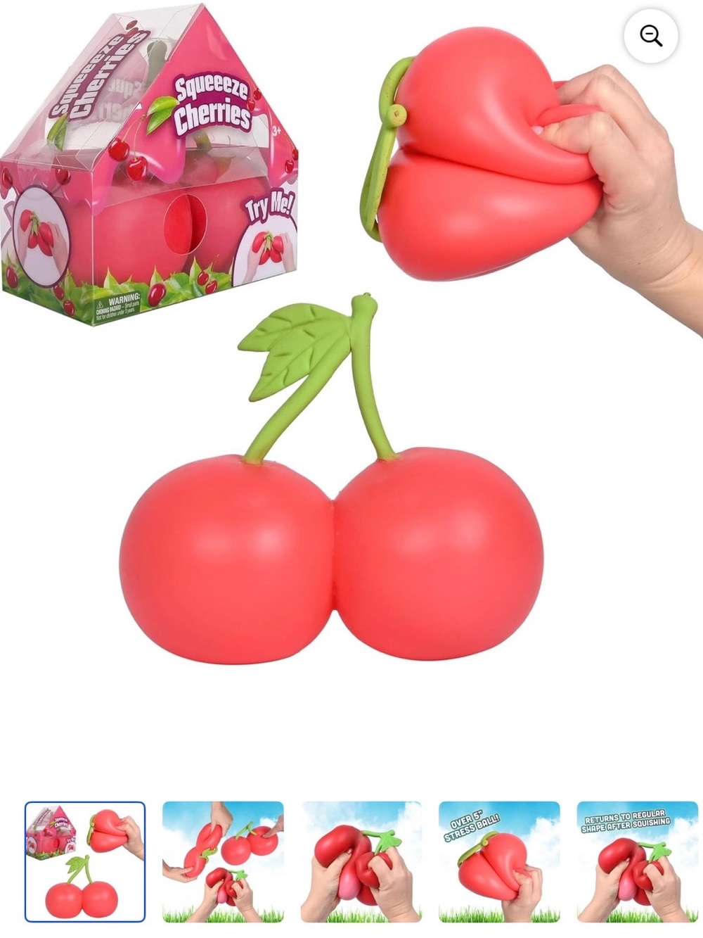Sunny Days Toymendous Squishy Cherries – Large Cherry Stress Ball – New in Box
